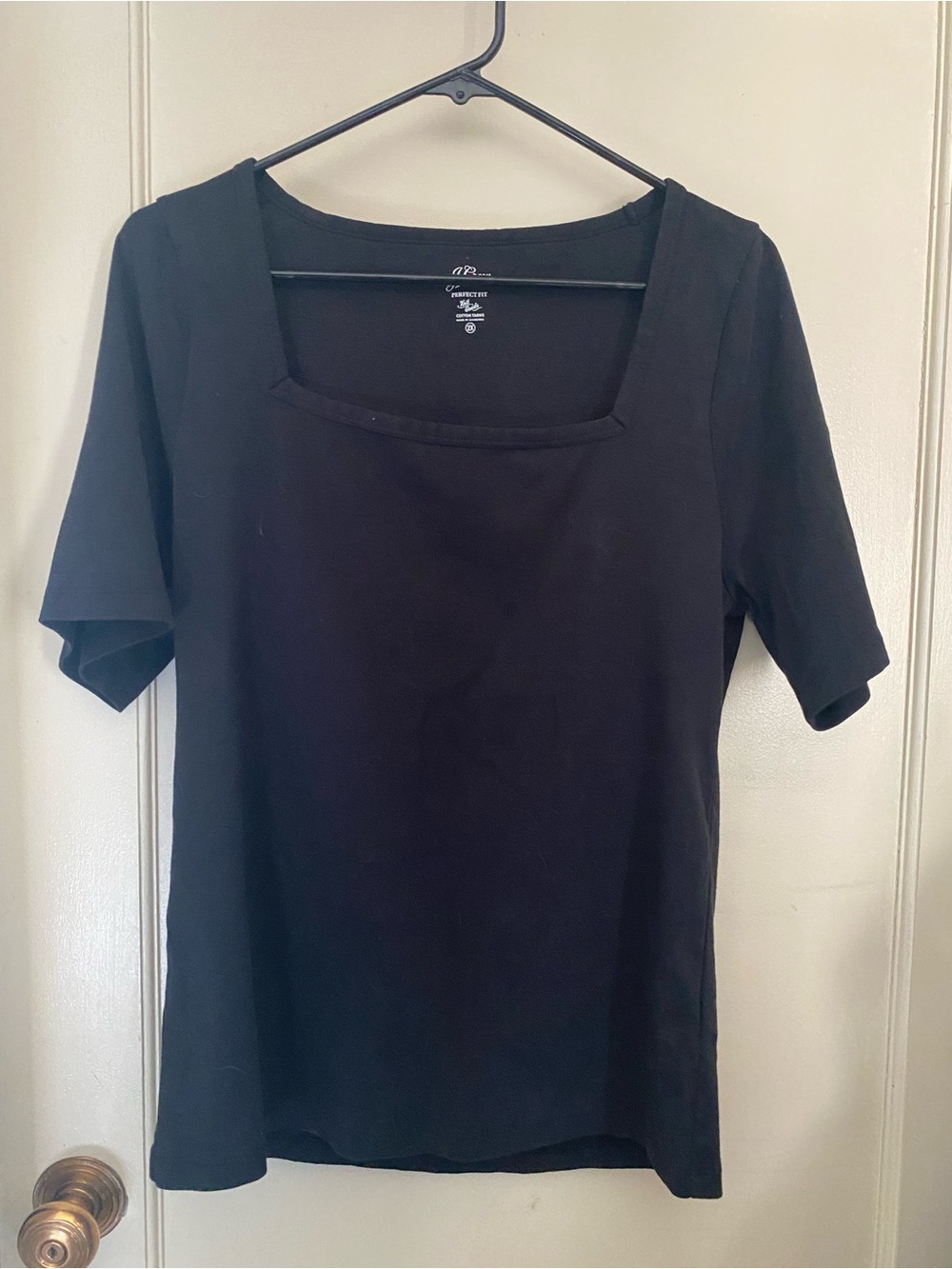 J. Crew Black Square-Neck Short Sleeve Tee